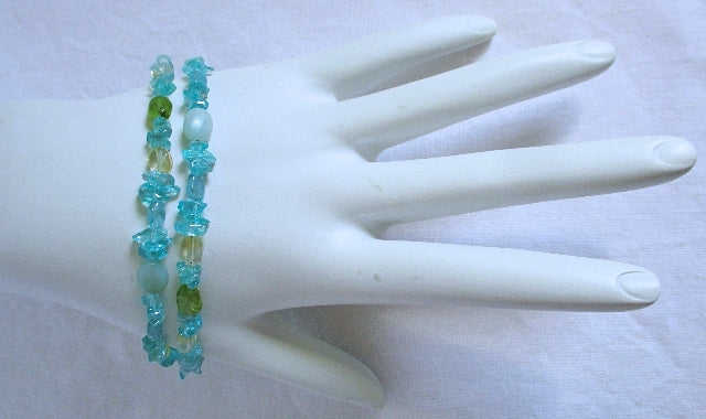 Aquamarine Peridot Crystal Bracelet - Juicybeads Jewelry