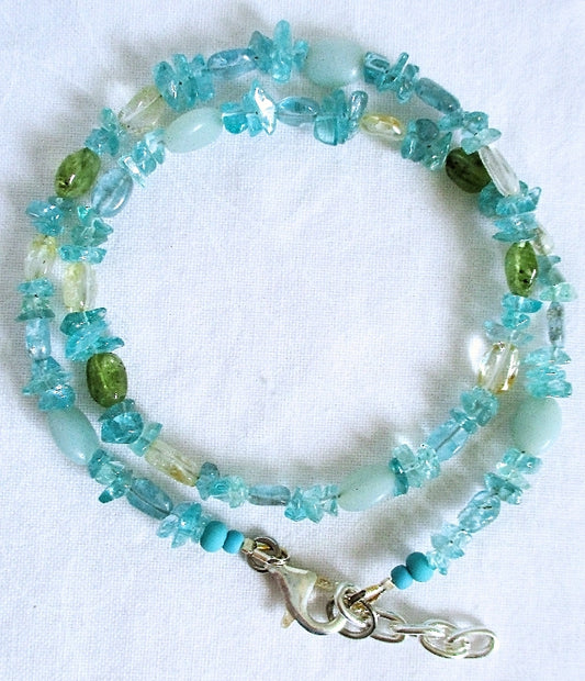 Aquamarine Peridot Crystal Bracelet - Juicybeads Jewelry