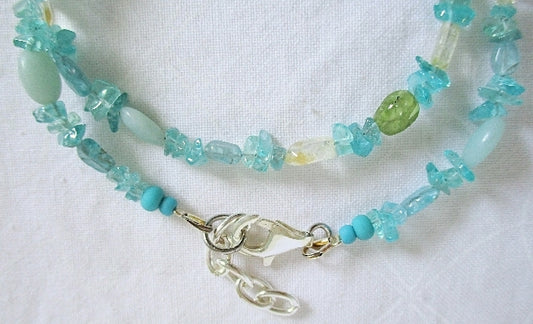 Aquamarine Peridot Crystal Bracelet - Juicybeads Jewelry