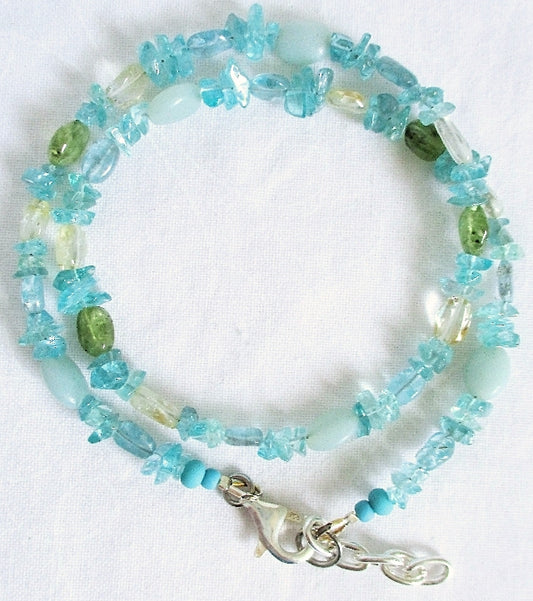 Aquamarine Wrap Bracelet - Juicybeads Jewelry