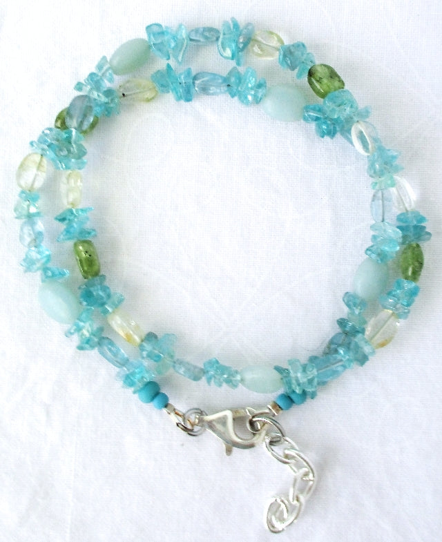 Aquamarine Wrap Bracelet - Juicybeads Jewelry