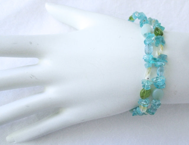 Aquamarine Wrap Bracelet - Juicybeads Jewelry