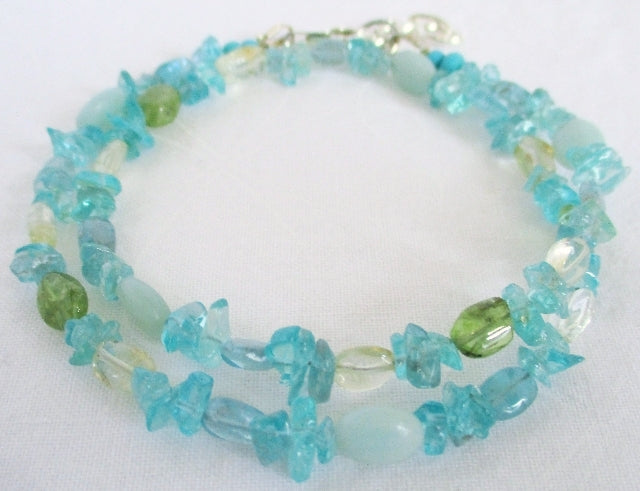 Aquamarine Wrap Bracelet - Juicybeads Jewelry