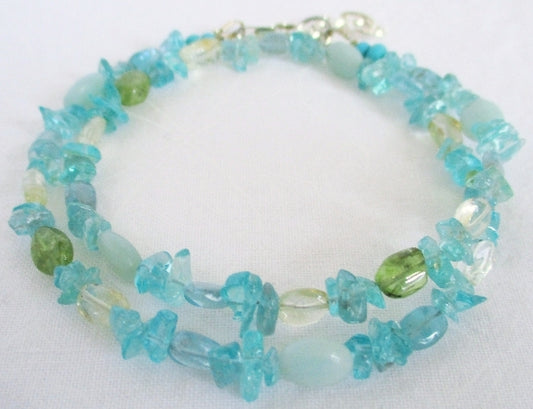 Aquamarine Wrap Bracelet - Juicybeads Jewelry
