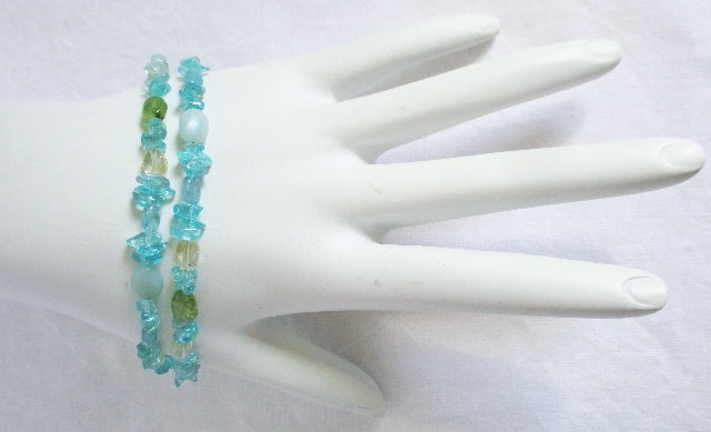 Aquamarine Wrap Bracelet - Juicybeads Jewelry