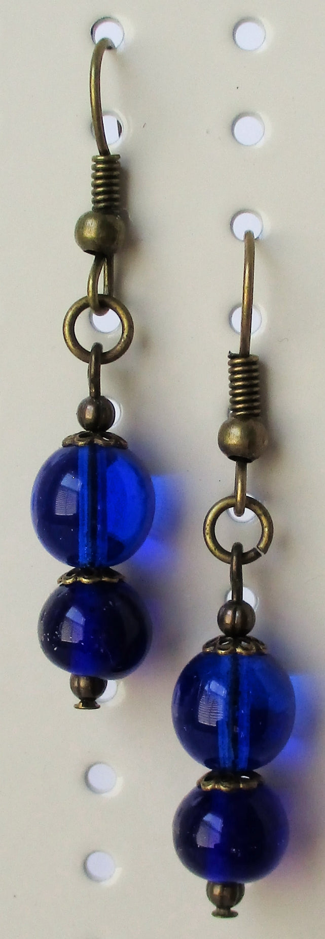 Beaded dark blue drop earrings Juicybeads Jewelry