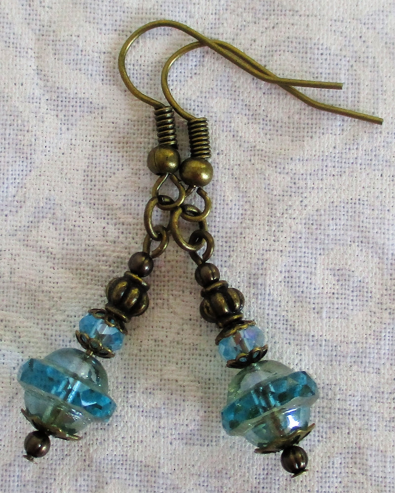 Beaded Light Blue Drop Earrings - Juicybeads Jewelry
