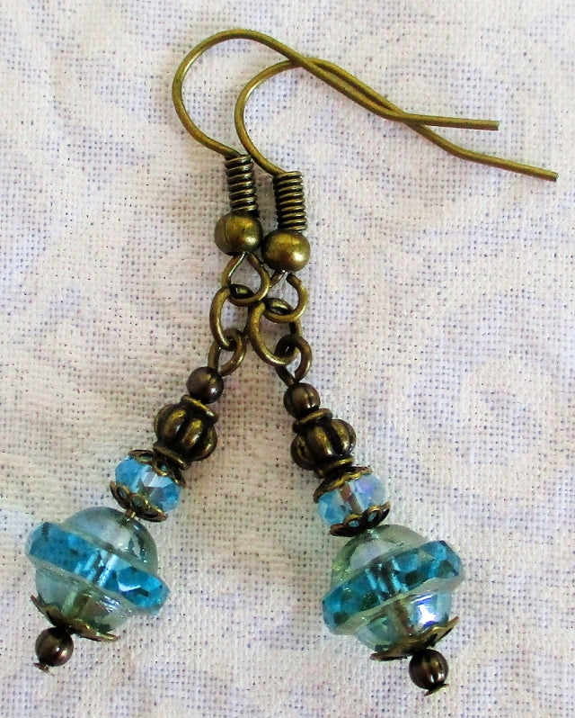 Beaded Light Blue Drop Earrings - Juicybeads Jewelry