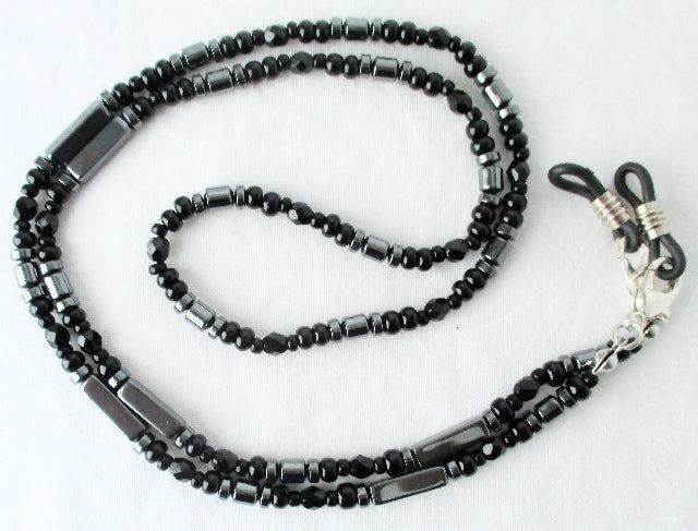 Black Beaded Eyeglass Chain - Juicybeads Jewelry