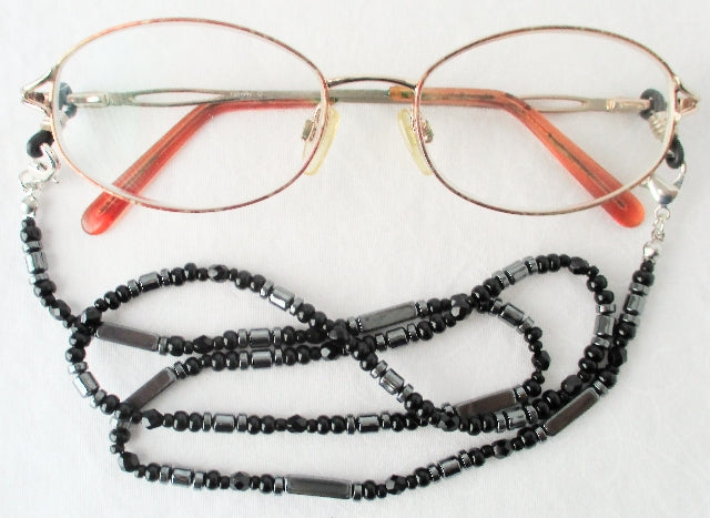 Black Beaded Eyeglass Chain - Juicybeads Jewelry