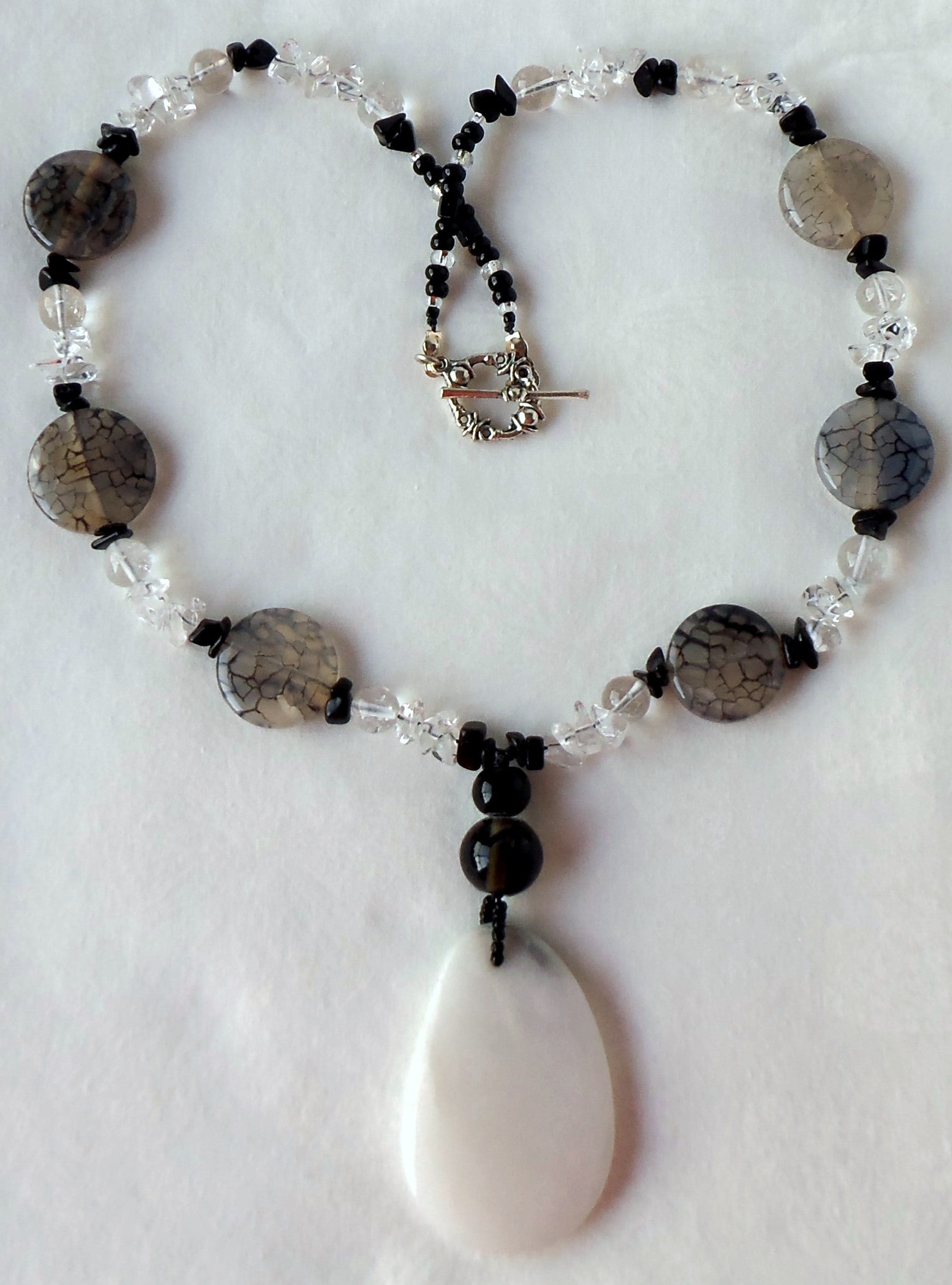 Black White Agate Necklace - Juicybeads Jewelry