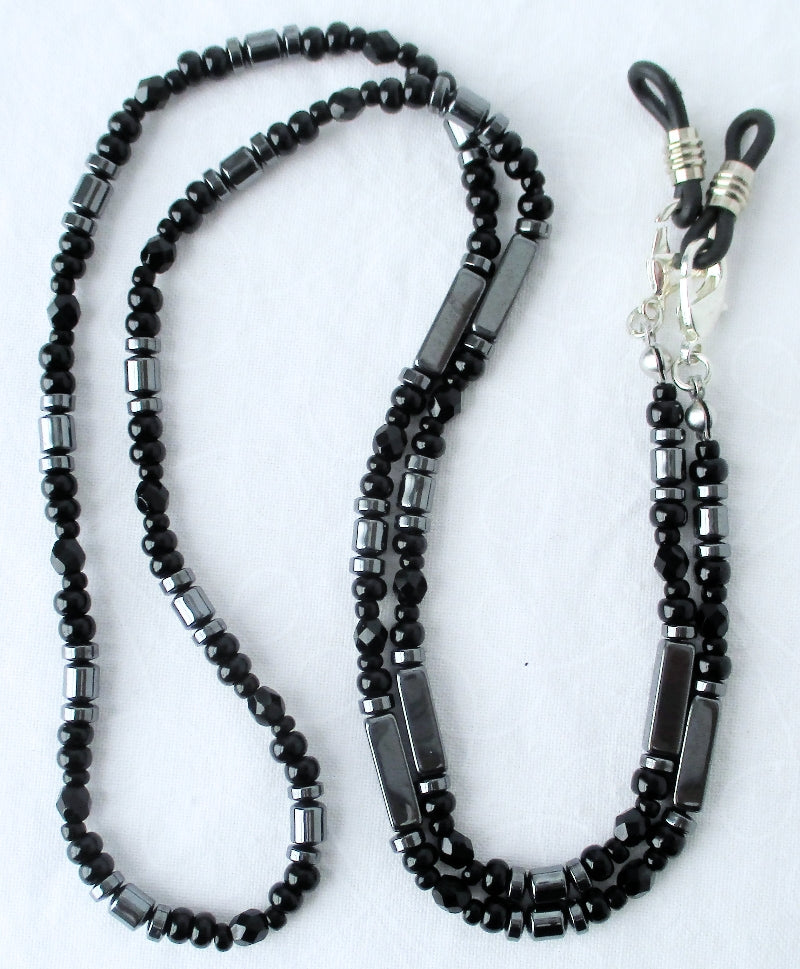 Black Beaded Eyeglass Chain - Juicybeads Jewelry