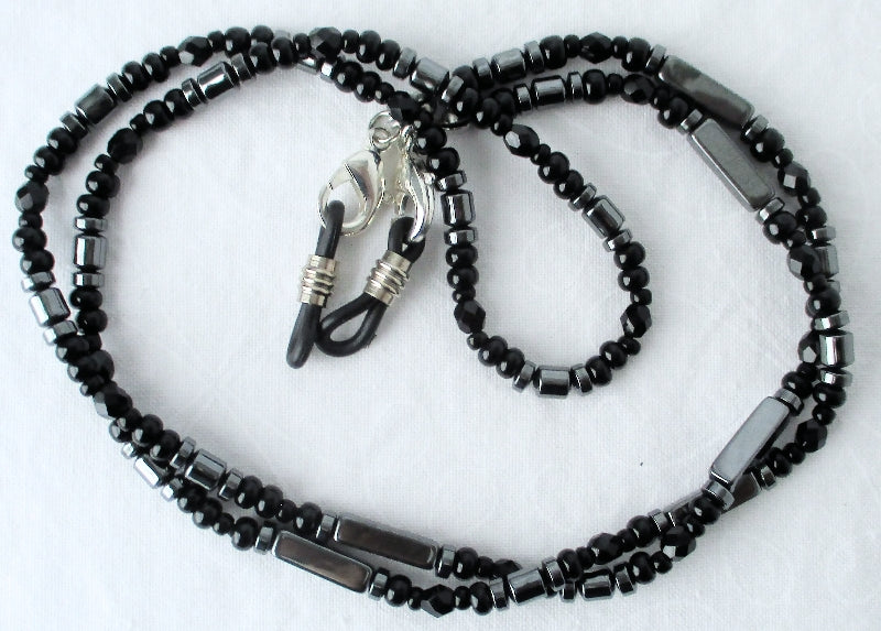 Black Beaded Eyeglass Chain - Juicybeads Jewelry