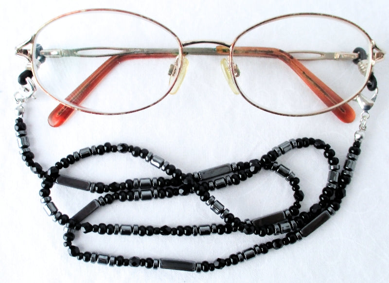 Black Beaded Eyeglass Chain - Juicybeads Jewelry