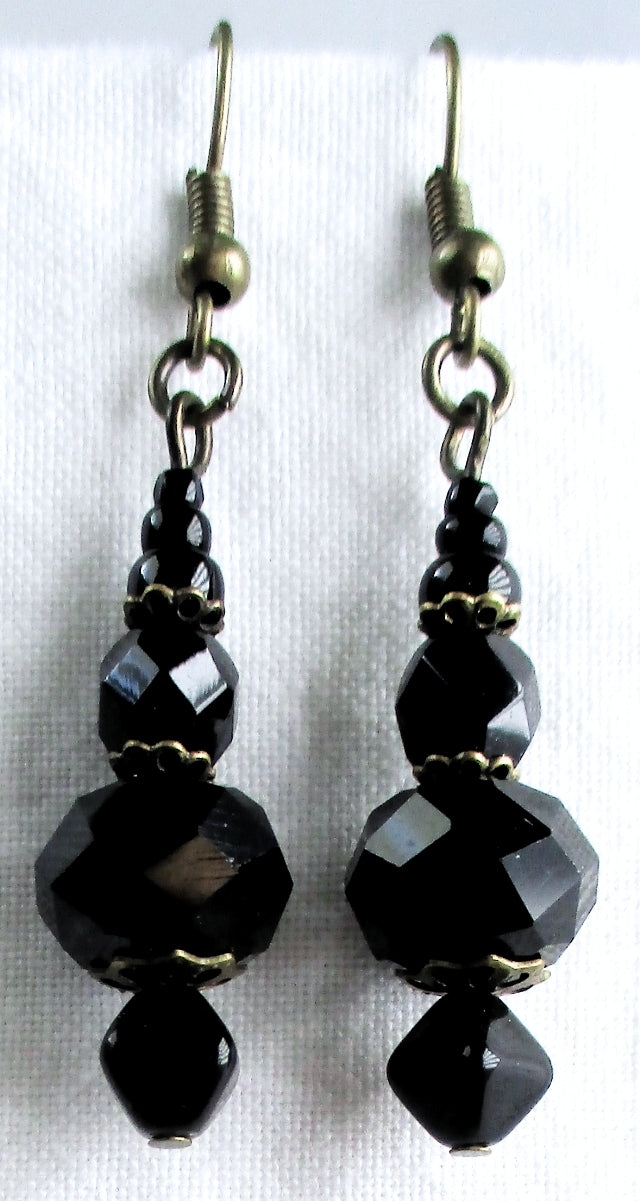 Black Deco Drop Earrings - Juicybeads Jewelry