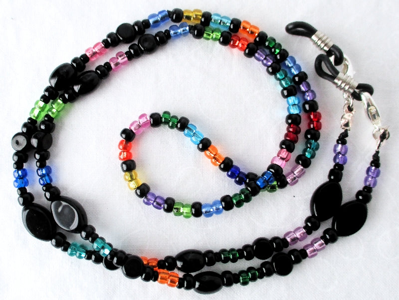 Black/Multicolor Beaded Eyeglass Chain - Juicybeads Jewelry