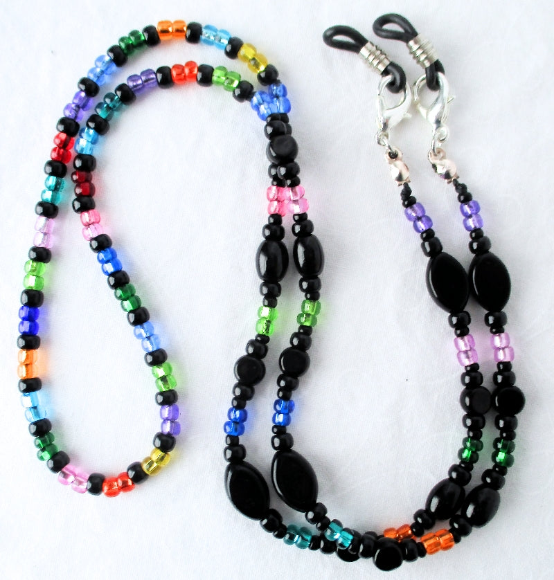 Black/Multicolor Beaded Eyeglass Chain - Juicybeads Jewelry