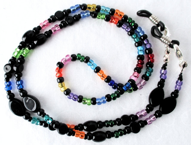 Black/Multicolor Beaded Eyeglass Chain - Juicybeads Jewelry