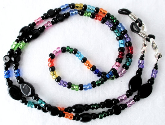 Black/Multicolor Beaded Eyeglass Chain - Juicybeads Jewelry