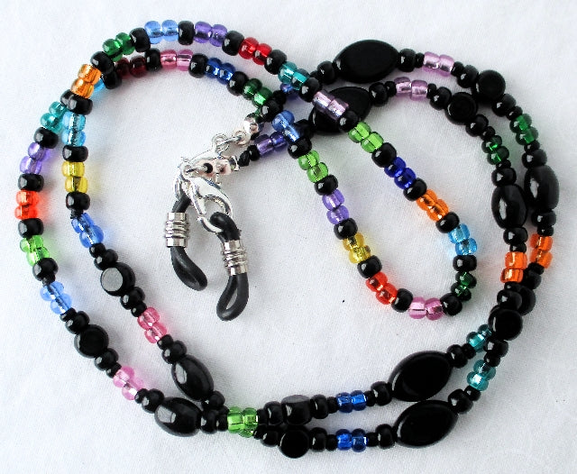 Black/Multicolor Beaded Eyeglass Chain - Juicybeads Jewelry
