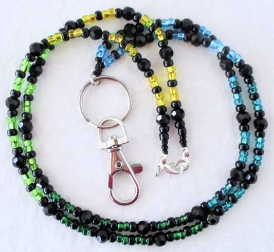 Black multicolor beaded lanyard Juicybeads Jewelry