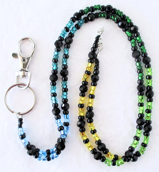 Black multicolor beaded lanyard Juicybeads Jewelry