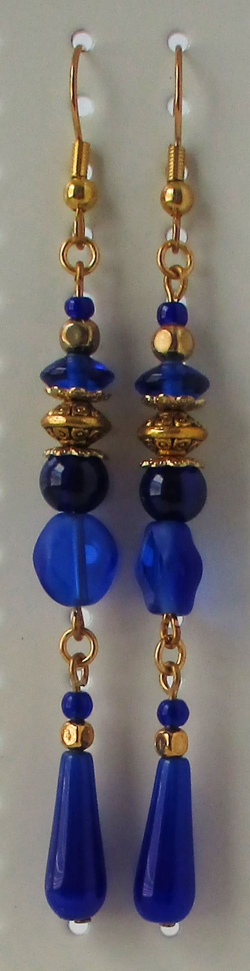 Blue Beaded Long Drop Earrings - Juicybeads Jewelry