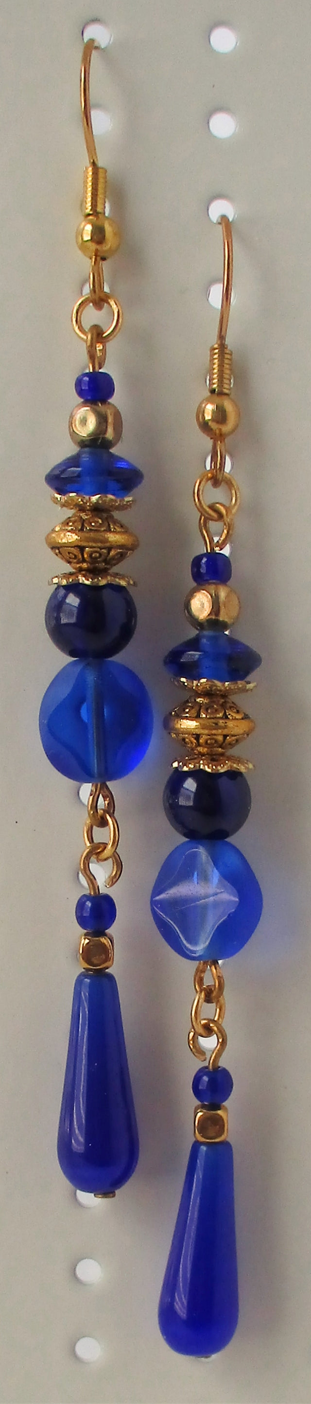 Blue Beaded Long Drop Earrings - Juicybeads Jewelry
