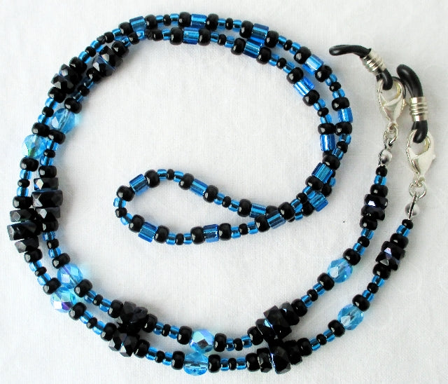 Blue & Black Beaded Eyeglass Chain - Juicybeads Jewelry