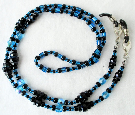 Blue & Black Beaded Eyeglass Chain - Juicybeads Jewelry