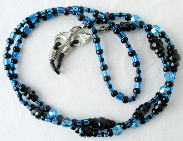 Blue & Black Beaded Eyeglass Chain - Juicybeads Jewelry