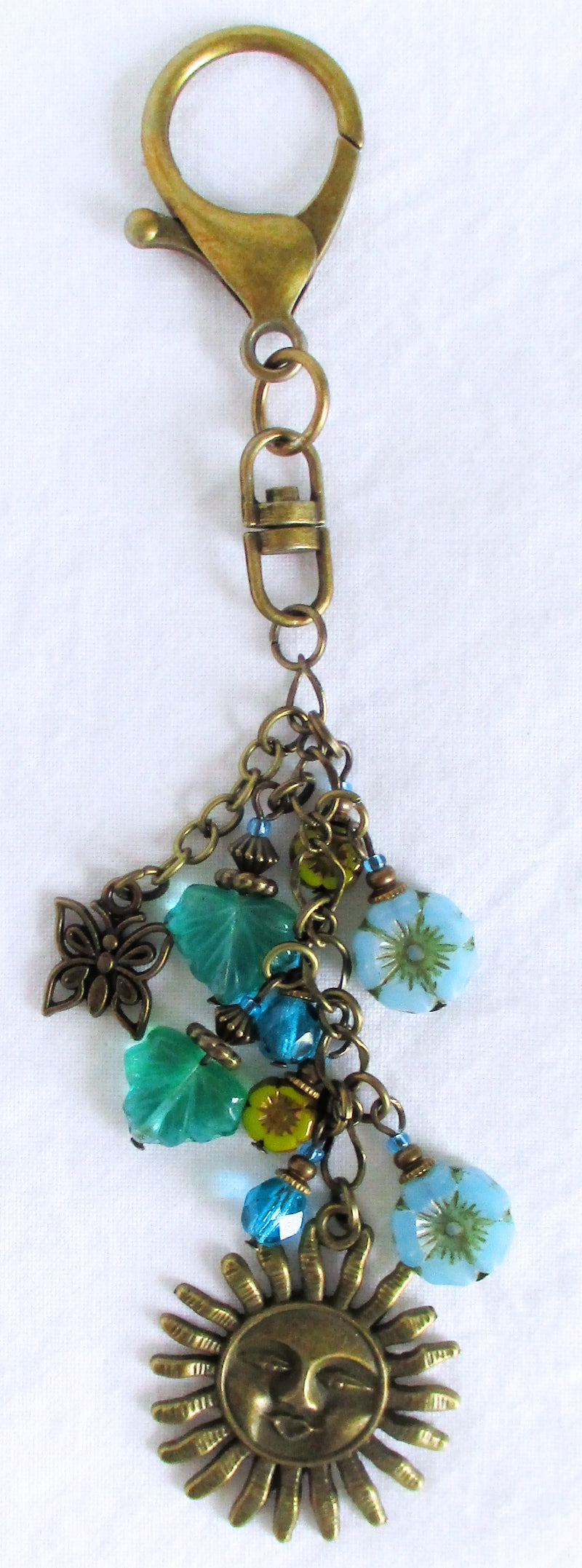 Blue Flowers Beaded Purse Charm - Juicybeads Jewelry