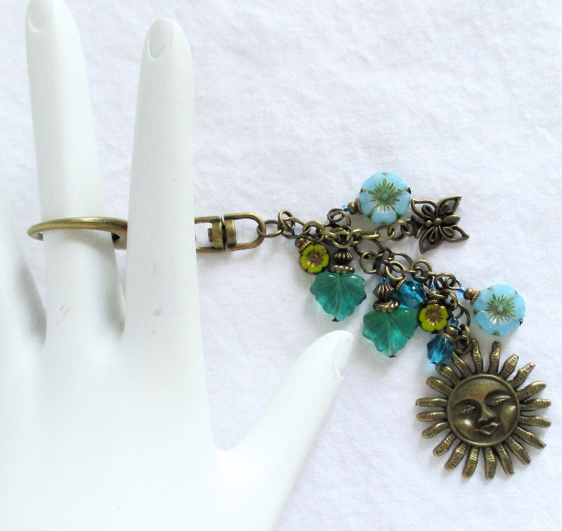 Blue Flowers Beaded Purse Charm - Juicybeads Jewelry