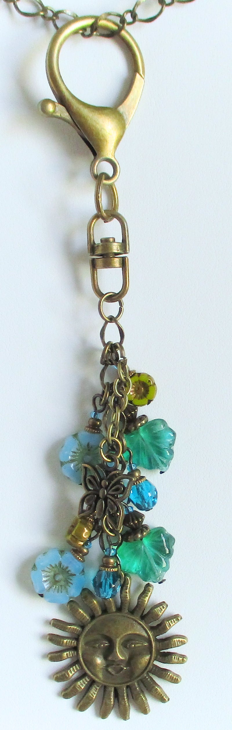 Blue Flowers Beaded Purse Charm - Juicybeads Jewelry