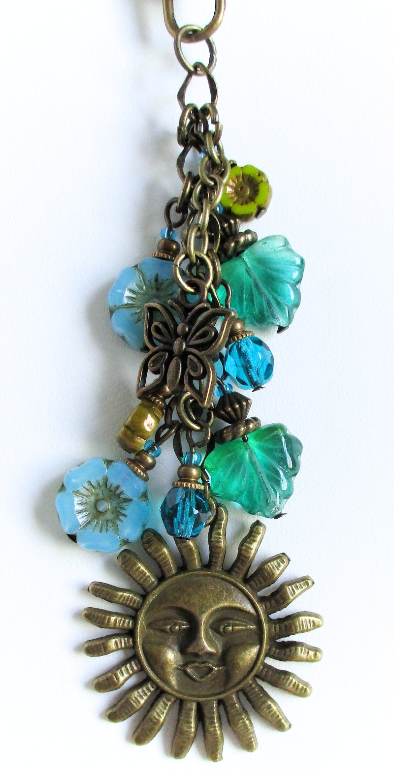 Blue Flowers Beaded Purse Charm - Juicybeads Jewelry