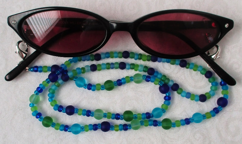 blue green beaded eyeglass chain juicybeads jewelry