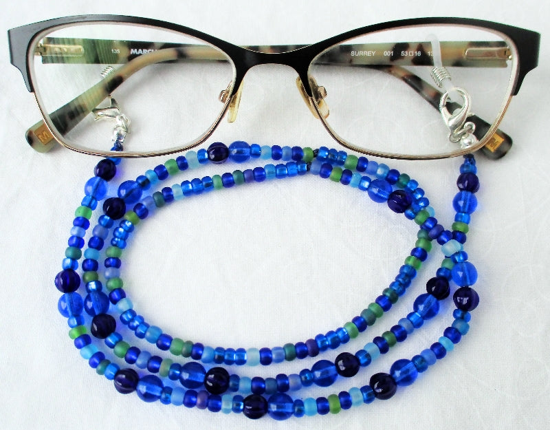 Blue & Green Beaded Eyeglass Chain - Juicybeads Jewelry