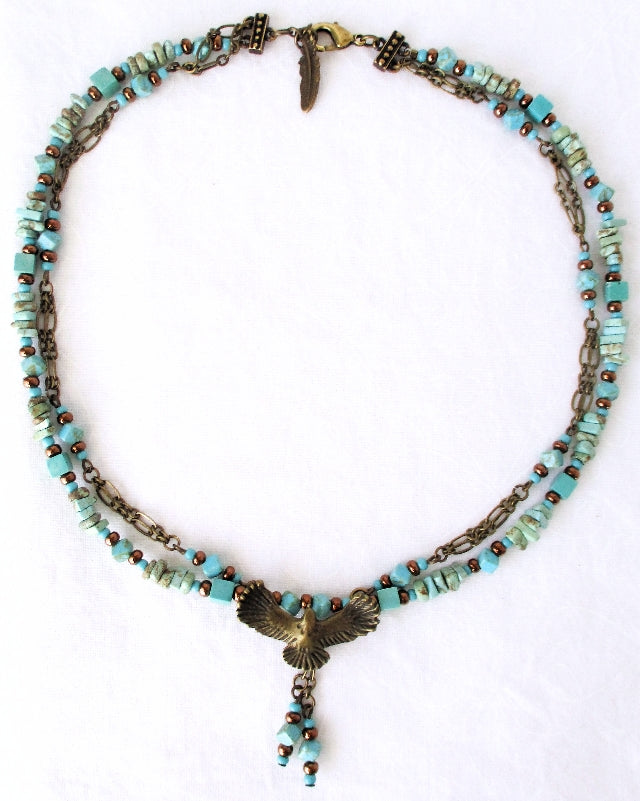 Blue Magnesite Chain Necklace - Juicybeads Jewelry