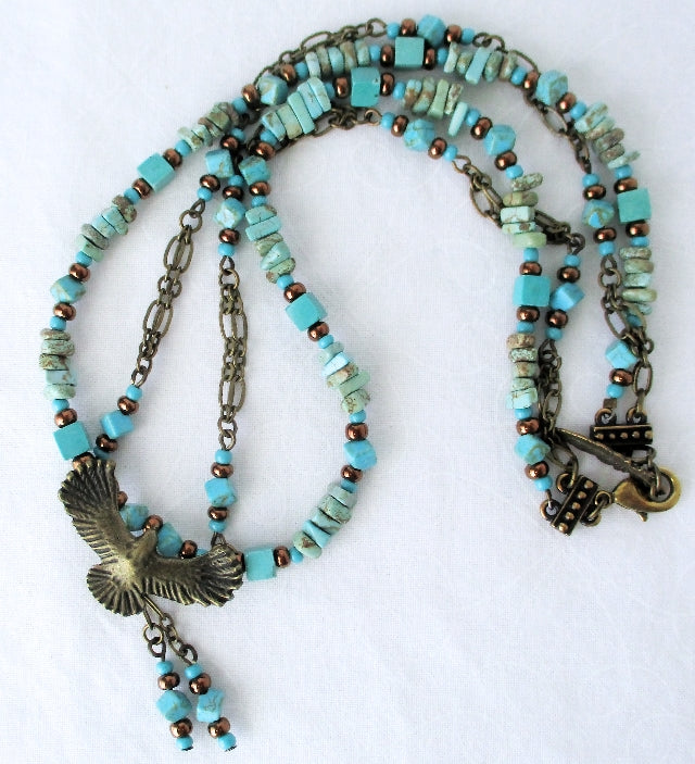 Blue Magnesite Chain Necklace - Juicybeads Jewelry
