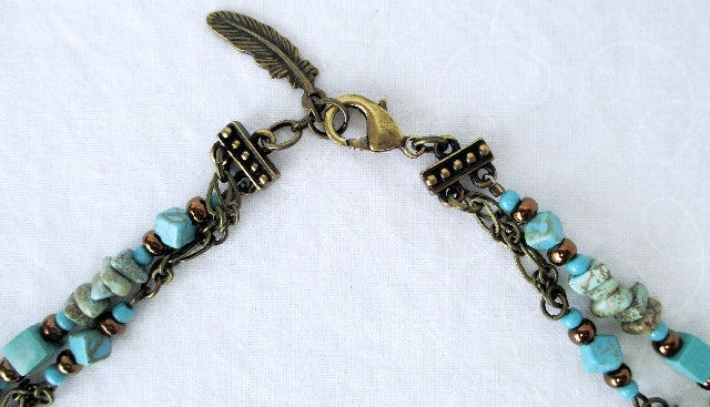 Blue Magnesite Chain Necklace - Juicybeads Jewelry