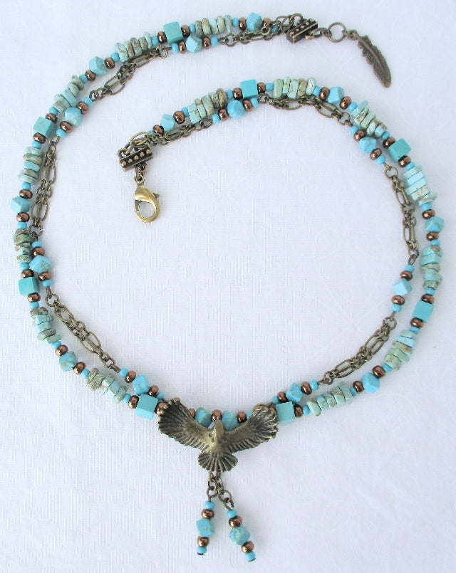 Blue Magnesite Chain Necklace - Juicybeads Jewelry