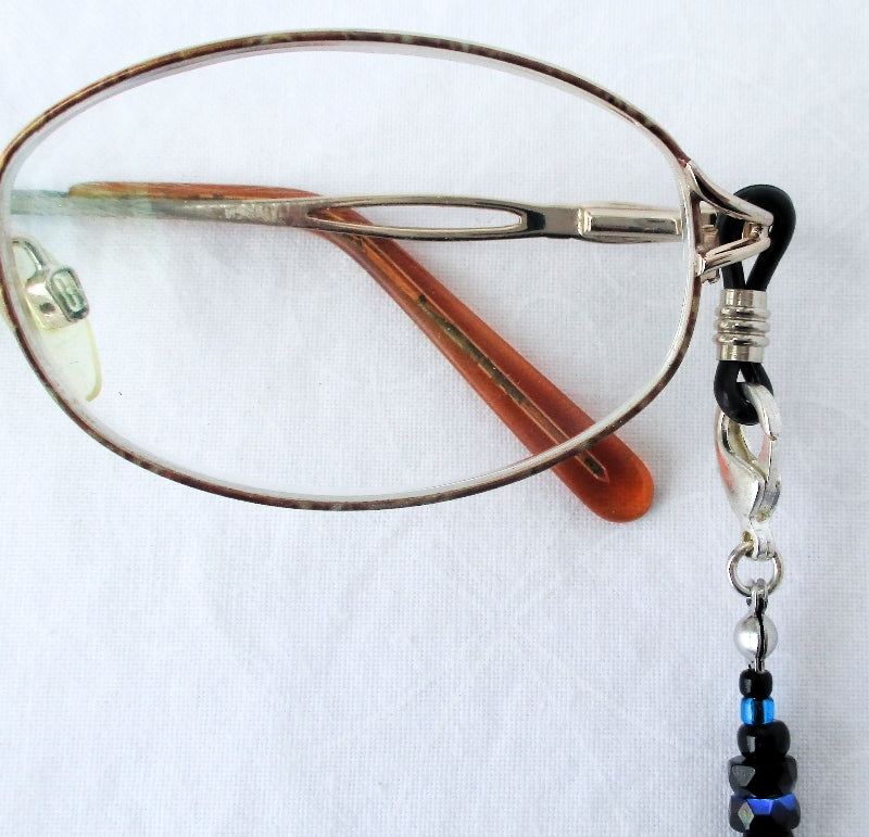 Blue & Black Beaded Eyeglass Chain - Juicybeads Jewelry