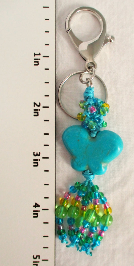 Blue Butterfly Beaded Clip-On Keychain - Juicybeads Jewelry