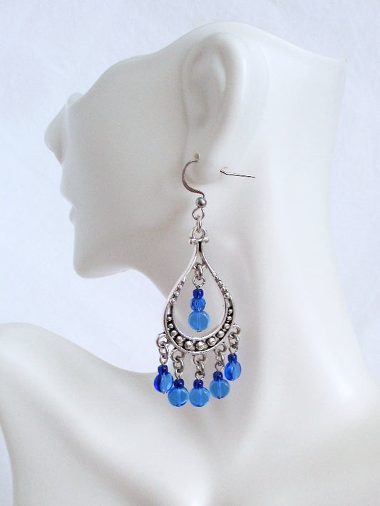 Blue Chandelier Earrings - Juicybeads Jewelry