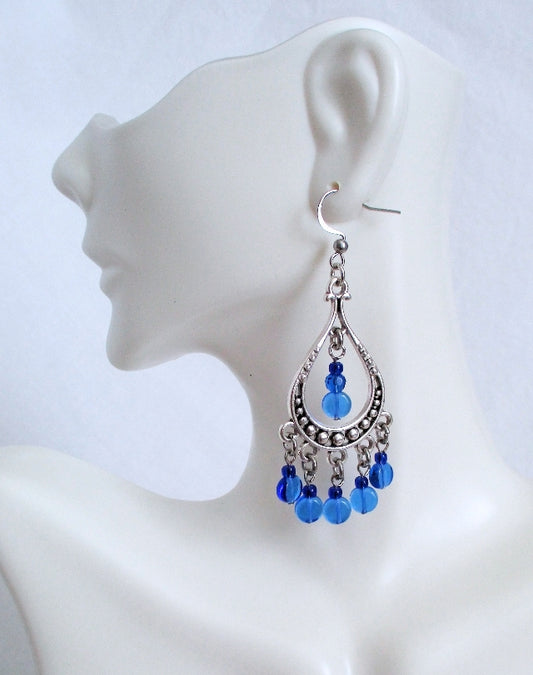 Blue Chandelier Earrings - Juicybeads Jewelry