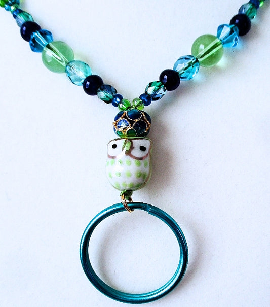 blue flower beaded lanyard - juicybeads jewelry