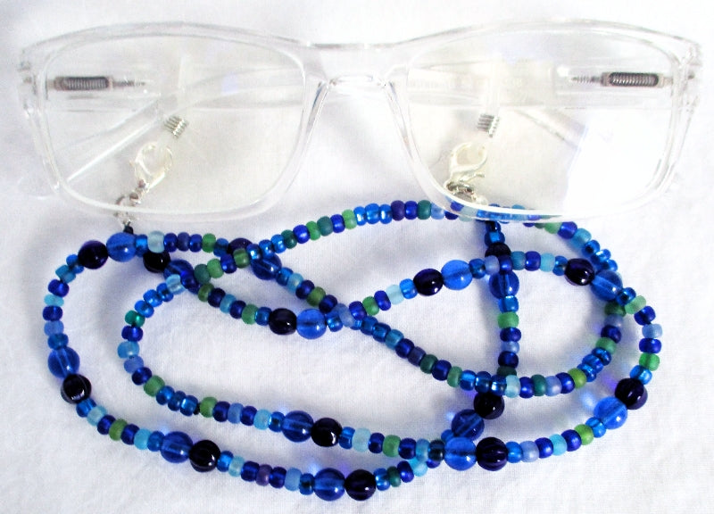 Blue & Green Beaded Eyeglass Chain - Juicybeads Jewelry