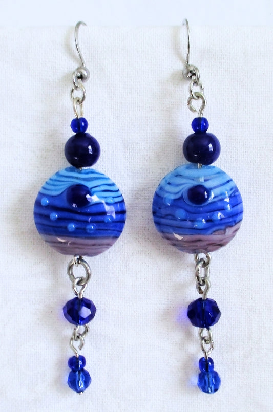 dark blue lampwork earrings - juicybeads jewelry