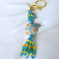 Blue & White Daisy Keychain - Juicybeads Jewelry