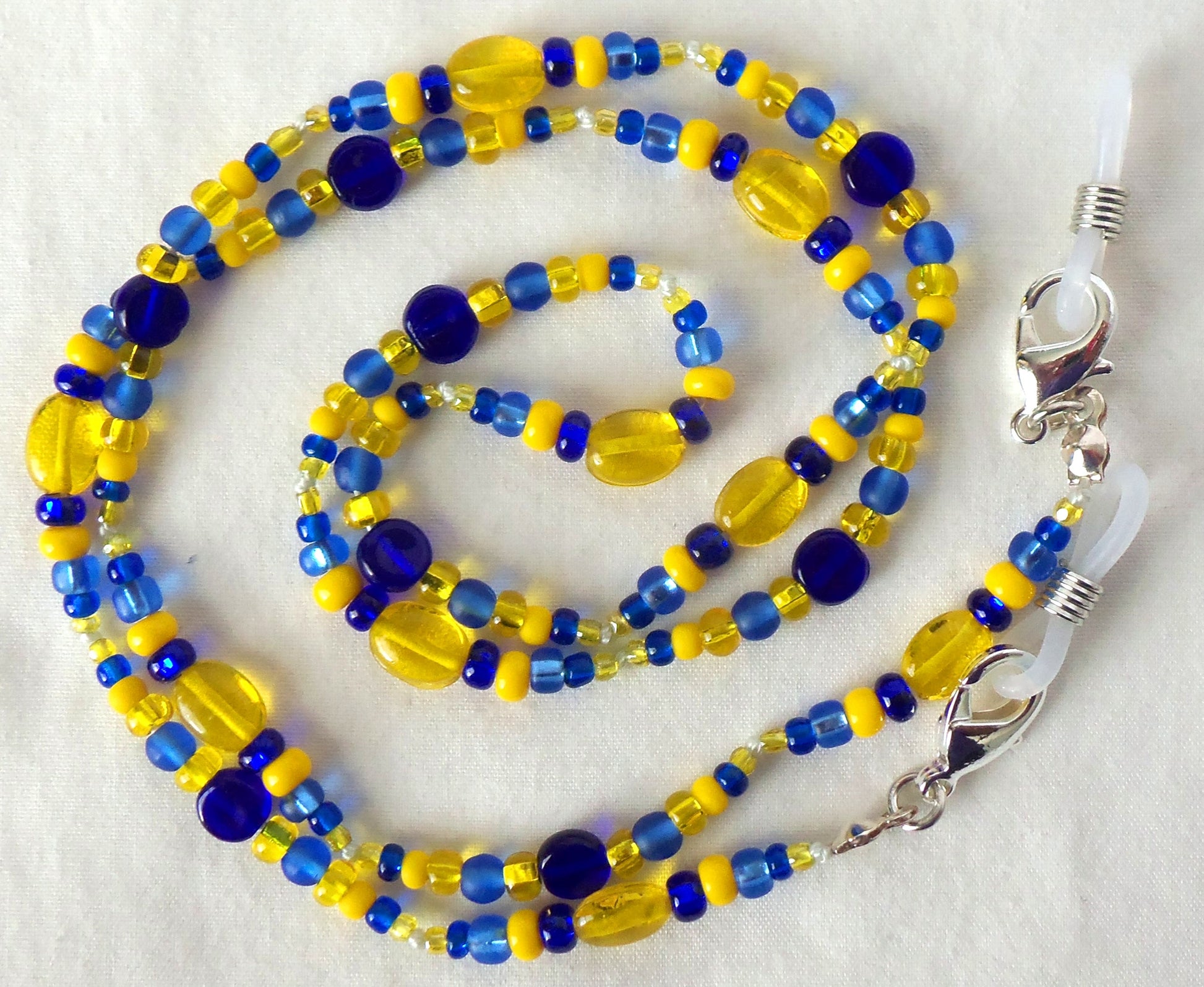 Blue & Yellow Beaded Eyeglass Chain - Juicybeads Jewelry